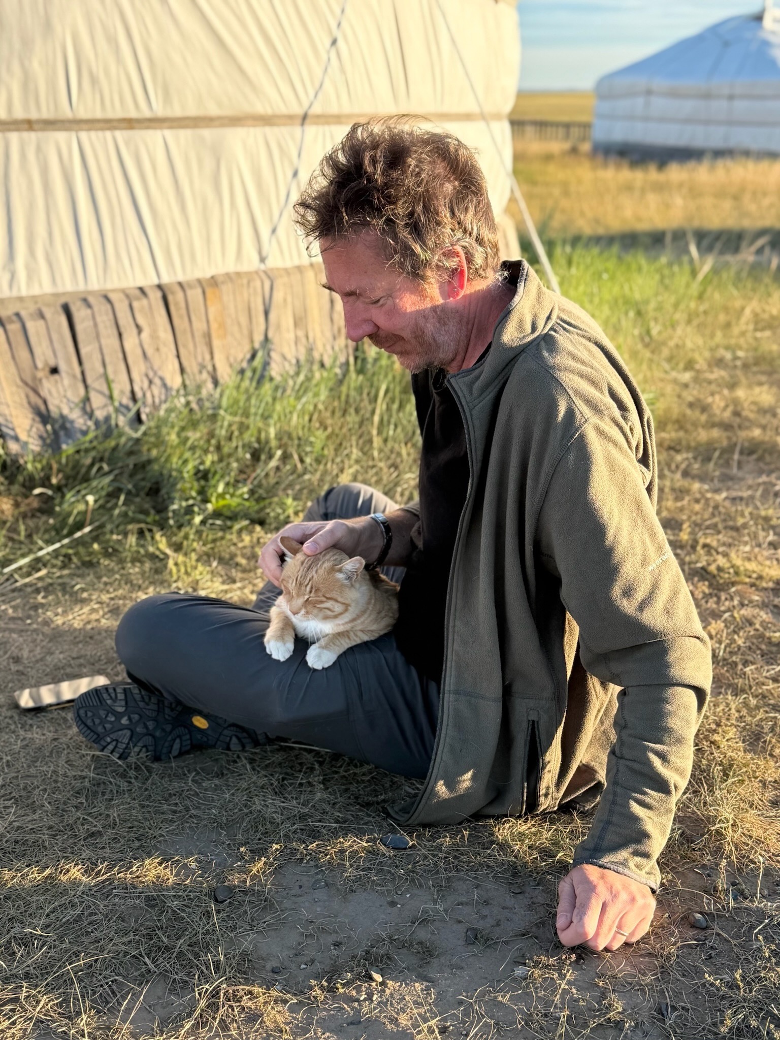 Giovanni Squillero with a cat in Mongolia, 2025